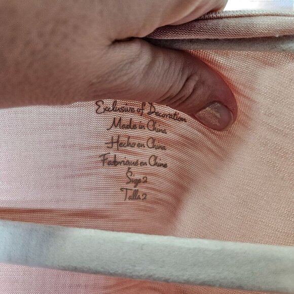 Chico's Women's Light Pink Crochet Long Sleeve Top SZ 2 M Rayon Spandex Stretch - Picture 4 of 9